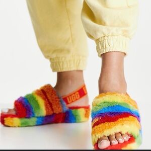 UGG Rainbow Fluffy Slippers